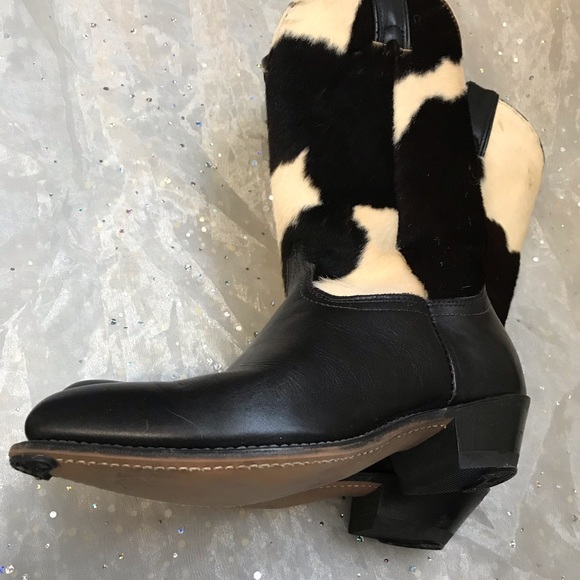 Black and white cow print cowboy boots - Picture 4 of 6